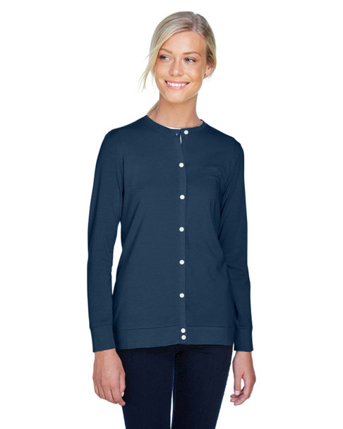 Devon & Jones DP181W Ladies' Perfect Fit Ribbon Cardigan | Navy