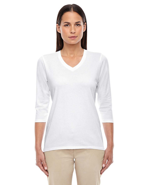 Devon & Jones DP184W Ladies Perfect Fit Bracelet  V-Neck Top | White