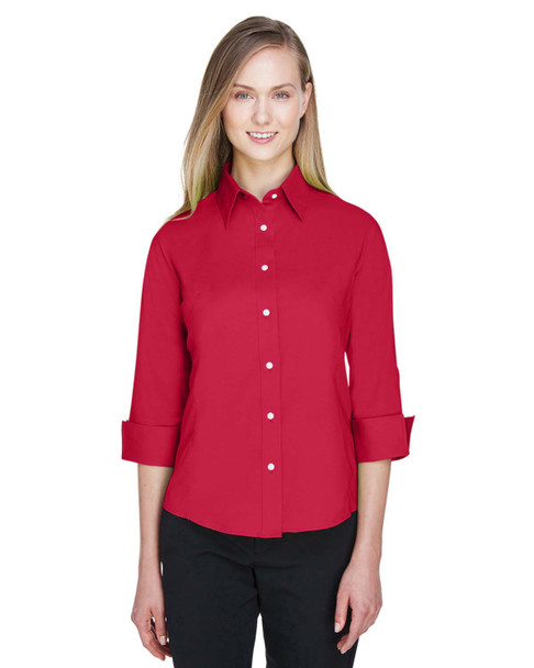 Devon & Jones DP625W Three-Quarter Sleeve Stretch Poplin Blouse Shirt | Red