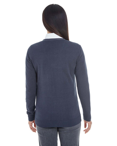 Devon & Jones DG478W Ladies' Full-Zip Sweater | Navy/ Graphite