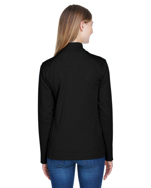 Devon & Jones DG479W Ladies' DRYTEC20 Performance Quarter-Zip Sweater| Black/ Grey Heather/ Graphite