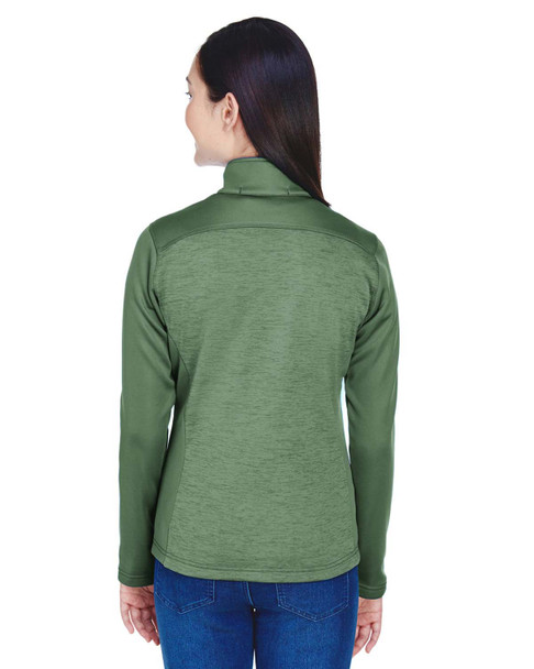 Devon & Jones DG796W Ladies' Newbury Colorblock Malange Fleece Full-Zip Sweater | Forest/ Forest Heather