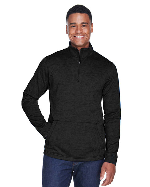 Devon & Jones DG798 Men's Newbury Malange Fleece Quarter-Zip Sweater | Black Heather