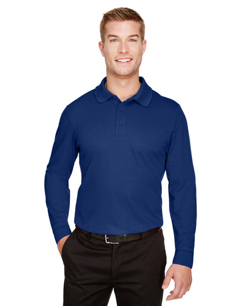 Devon & Jones DG20LT Men's Tall CrownLux Performance Plaited Long-Sleeve Polo Shirt | True Royal