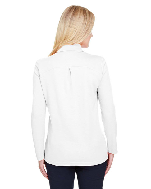 Devon & Jones DG20LW Ladies' CrownLux Performance Plaited Long-Sleeve Polo Shirt | White