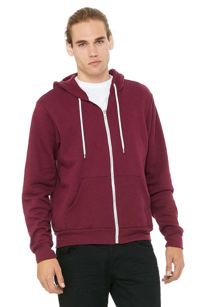 Bella+Canvas 3739 Unisex Poly-Cotton Fleece Zip Hoodie | Maroon