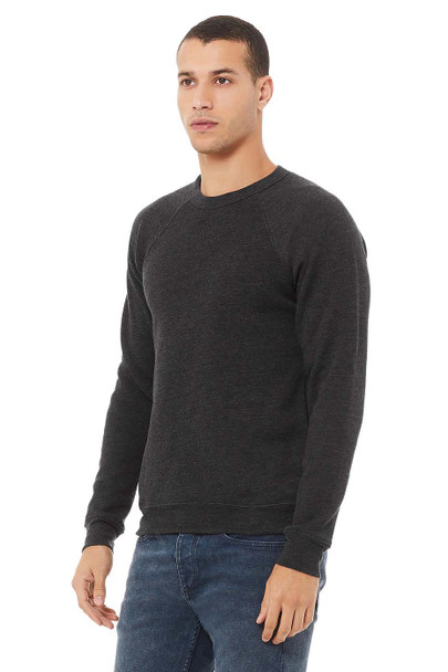 Bella+Canvas 3901 Unisex Fleece Raglan Crewneck Sweatshirt | Dark Grey Heather