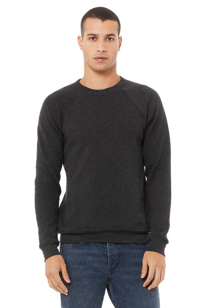 Bella+Canvas 3901 Unisex Fleece Raglan Crewneck Sweatshirt | Dark Grey Heather