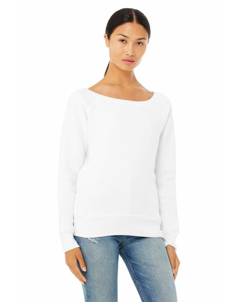 Bella+Canvas 7501 Women's Sponge Fleece Wide Neck Sweatshirt | Solid White Triblend