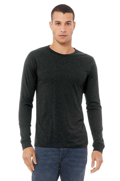 Bella+Canvas 3513 Unisex Tri-Blend Long-Sleeve T-Shirt | Charcoal Black Triblend