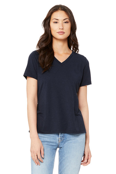 Bella + Canvas 6415 Ladies' Relaxed Triblend V-Neck T-Shirt | Solid Navy Triblend