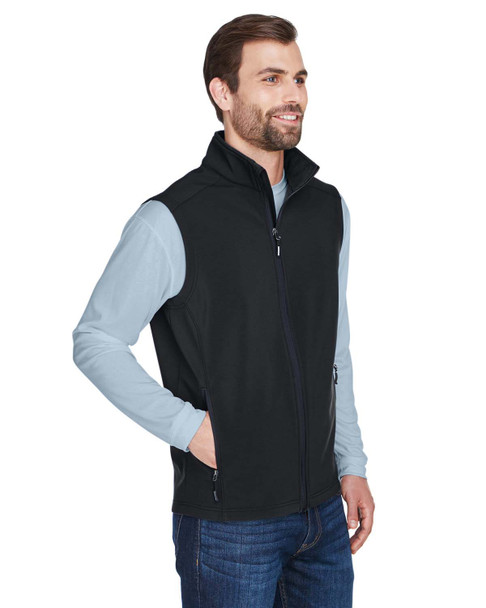 Core365 CE701 Men's Cruise Two-Layer Fleece Bonded Soft Shell Vest | Black