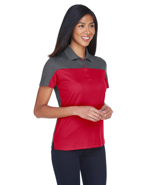 Core365 CE101W Colorblock Performance Pique Polo Shirt | Classic Red/ Carbon