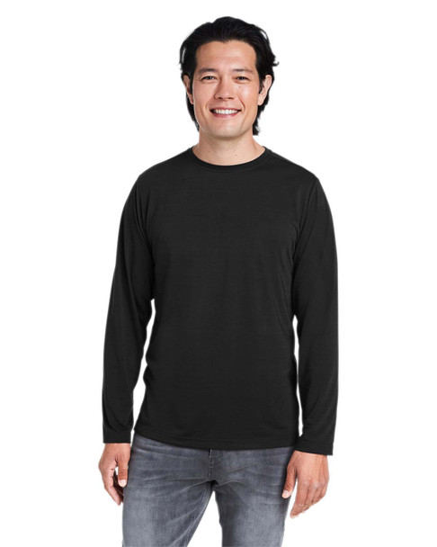Core365 CE111L Adult Fusion ChromaSoft Performance Long-Sleeve T-Shirt | Black