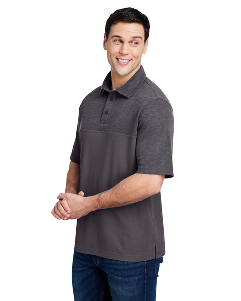 Core365 CE112C Men's Fusion ChromaSoft Colorblock Polo Shirt | Carbon/ Carbon Heather