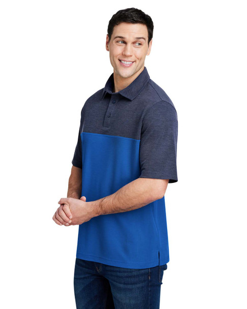 Core365 CE112C Men's Fusion ChromaSoft Colorblock Polo Shirt | True Royal/ Classic Navy Heather