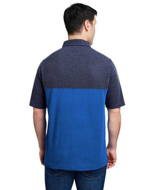 Core365 CE112C Men's Fusion ChromaSoft Colorblock Polo Shirt | True Royal/ Classic Navy Heather