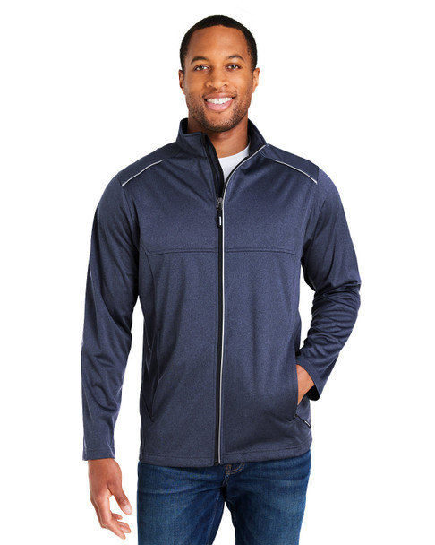 Core365 CE708 Men's Techno Lite Three-Layer Knit Tech-Shell Jacket | Classic Navy Heather