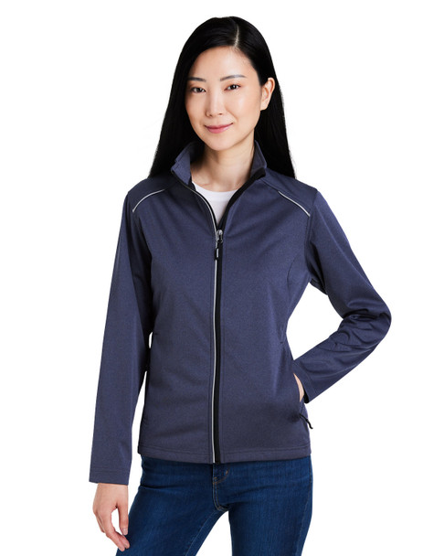 Core365 CE708W  Ladies' Techno Lite Three-Layer Knit Tech-Shell Jacket | Classic Navy Heather