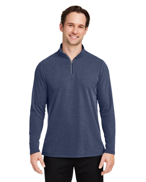 Core365 CE405 Men's Fusion ChromaSoft™ Pique Quarter-Zip Sweatshirt | Classic Navy Heather