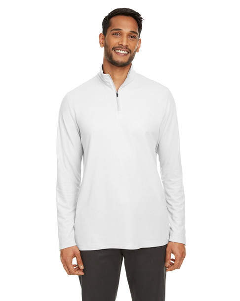 Core365 CE405 Men's Fusion ChromaSoft™ Pique Quarter-Zip Sweatshirt | White