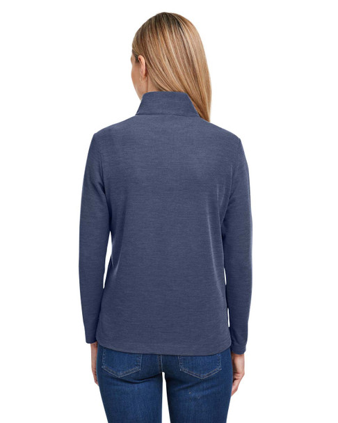 Core365 CE405W Ladies' Fusion ChromaSoft™ Pique Quarter-Zip Sweatshirt | Classic Navy Heather