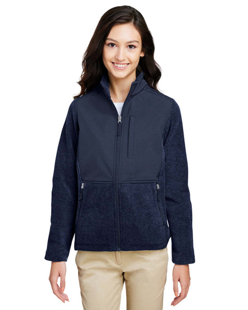 Core365 CE890W Ladies' Journey Summit Hybrid Full-Zip Jacket | Classic Navy/ Classic Navy