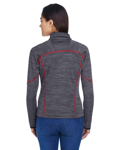 North End 78697 Ladies' Flux Melange Bonded Fleece Jacket | Carbon/ Olympic Red