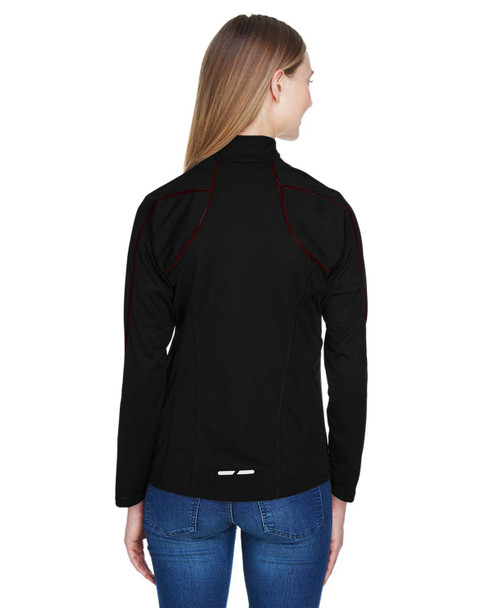 North End 78187 Ladies' Radar Half-Zip Performance Long-Sleeve Top Sweatshirt | Black/ Classic Red