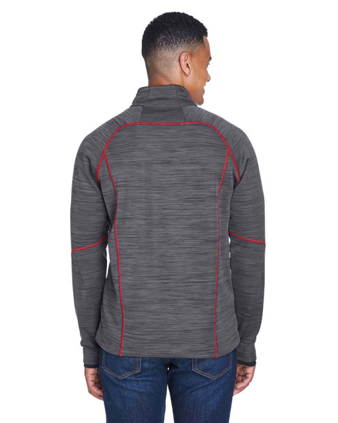North End 88697 Sport Flux Melange Bonded Fleece Jacket | Carbon/ Olympic Red