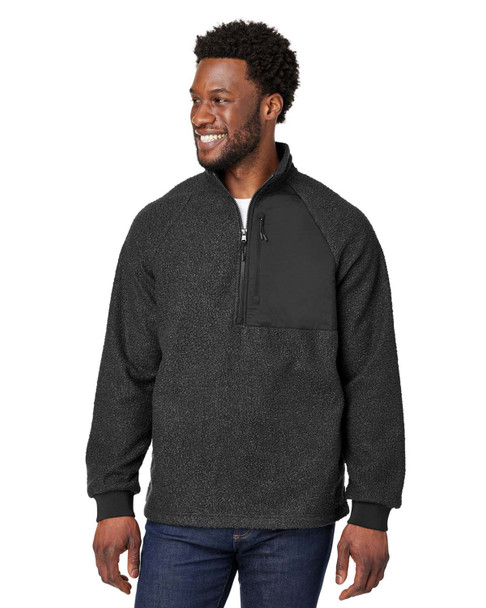 North End NE713 Men's Aura Sweater Fleece Quarter-Zip | Black/ Black
