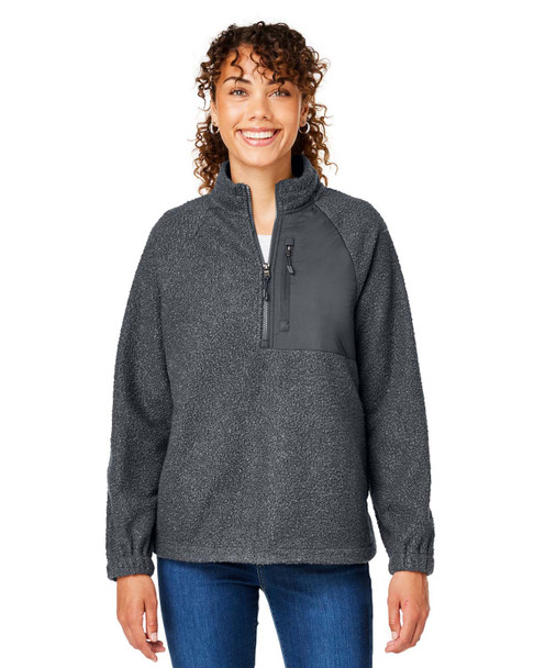 North End NE713W Ladies' Aura Sweater Fleece Quarter-Zip | Carbon/ Carbon