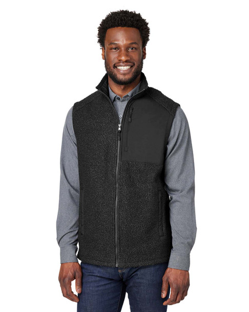 North End NE714 Men's Aura Sweater Fleece Vest | Black/ Black