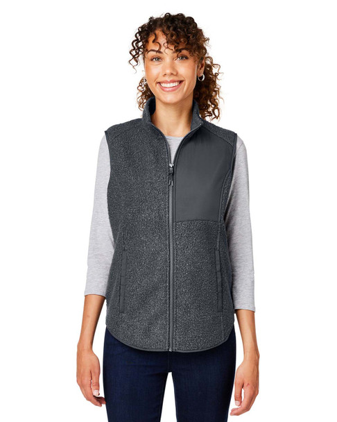 North End NE714W Ladies' Aura Sweater Fleece Vest | Carbon/ Carbon