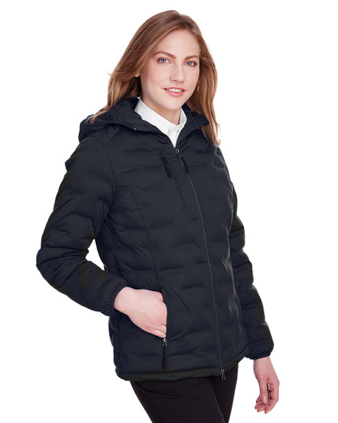 North End NE708W Ladies' Loft Puffer Jacket | Black/ Carbon