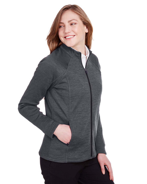 North End NE712W  Ladies Flux 2.0 Full-Zip Jacket | Carbon Heather/ Black