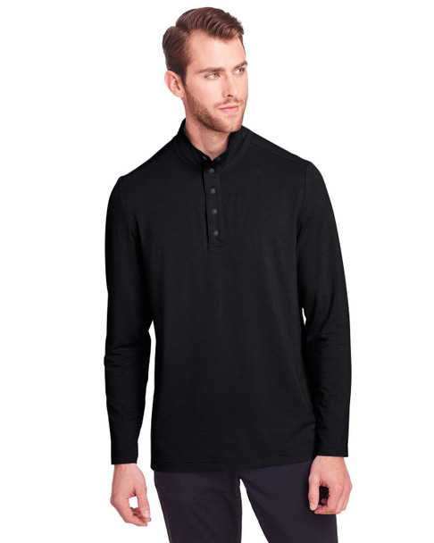 North End NE400 Men's Jaq Snap-Up Stretch Performance Pullover Long Sleeve Shirt | Black