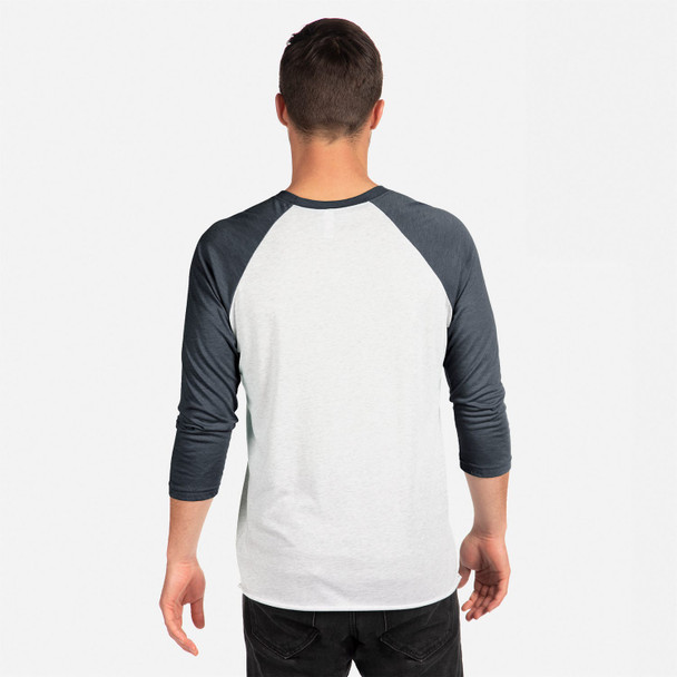 Next Level 6051 Unisex Tri-Blend 3/4-Sleeve Raglan Tee |Indigo/ Heather White