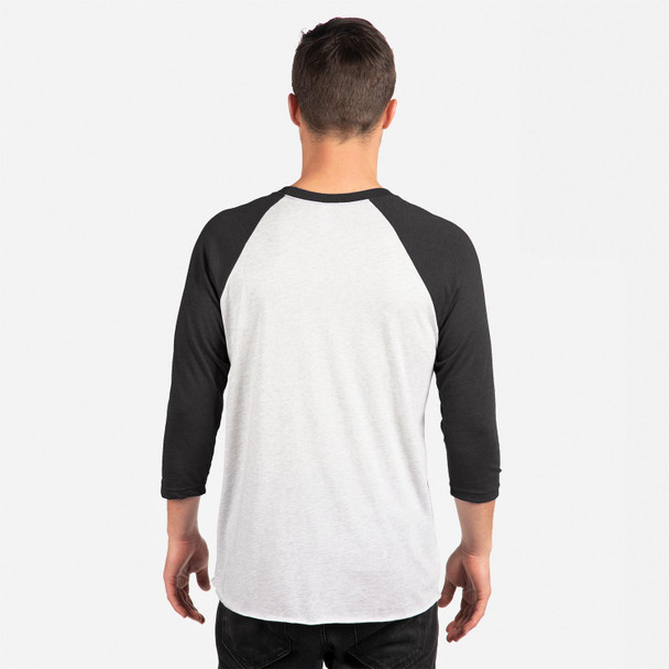 Next Level 6051 Unisex Tri-Blend 3/4-Sleeve Raglan Tee |Vintage Black/ Heather White