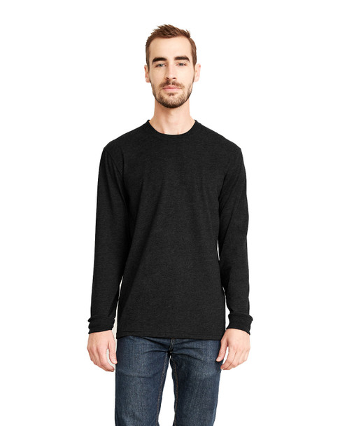 Next Level 6411 Unisex Sueded Long-Sleeve Crew Shirt | Black