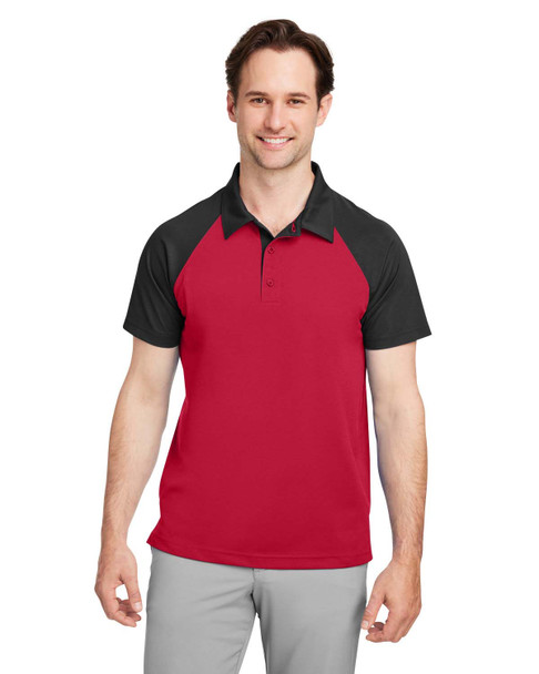 Team 365 TT21C Men's Command Snag-Protection Colorblock Polo Shirt | Sport Red/ Black