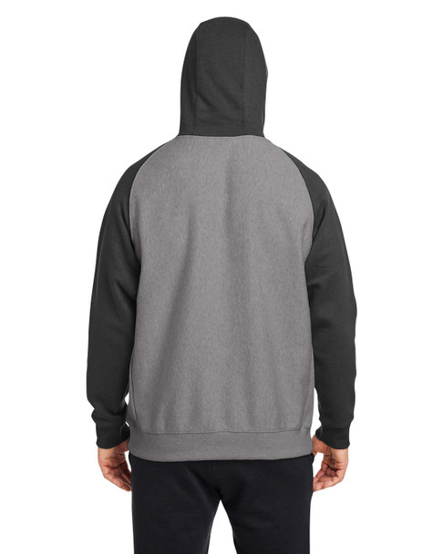 Team 365 TT96CB Unisex Zone HydroSport  Heavyweight Hoodie | Dark Grey Heather/ Black