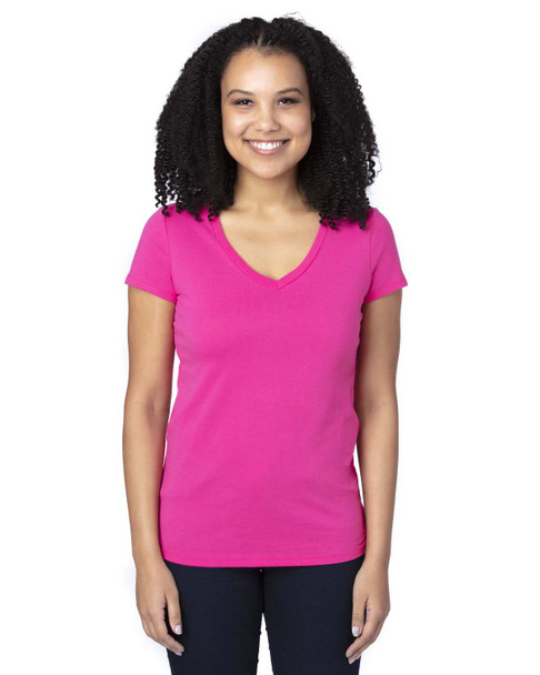 Threadfast 200RV Ladies' Ultimate Short-Sleeve V-Neck T-Shirt | Hot Pink