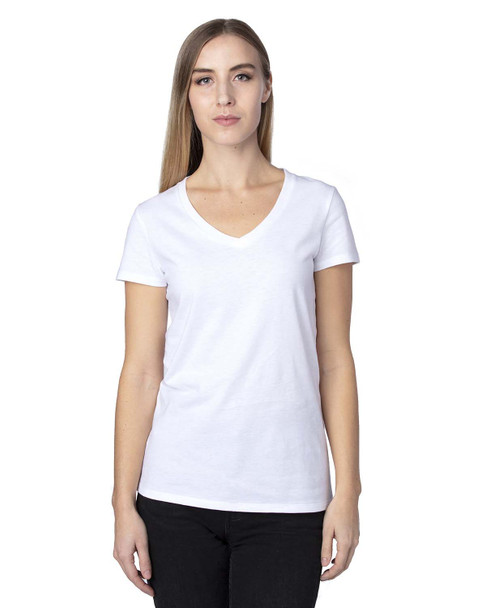 Threadfast 200RV Ladies' Ultimate Short-Sleeve V-Neck T-Shirt | White
