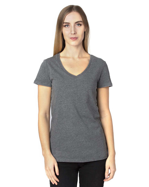 Threadfast 200RV Ladies' Ultimate Short-Sleeve V-Neck T-Shirt | Charcoal Heather