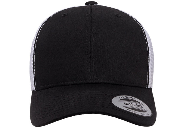 Yupoong 6606 Adult Retro Trucker Cap | Black/White