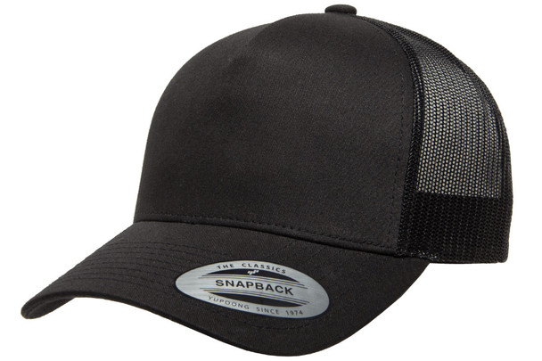 6506 Yupoong Adult 5-Panel Retro Trucker Cap | Black