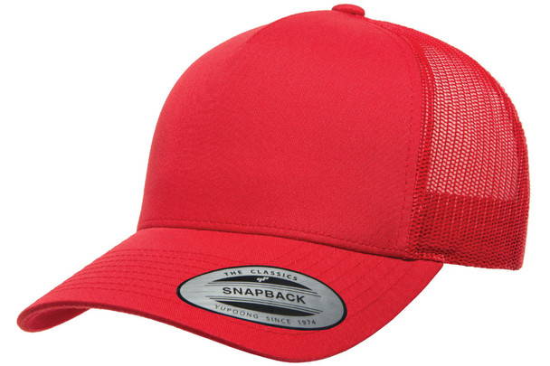 6506 Yupoong Adult 5-Panel Retro Trucker Cap | Red