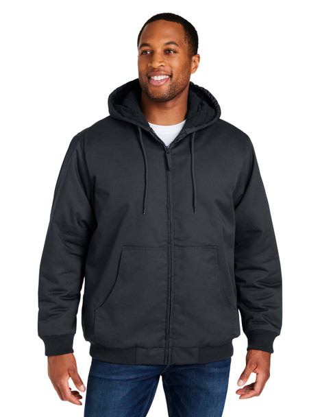 Harriton M722T Men's Tall ClimaBloc® Heavyweight Hooded Full-Zip Jacket | Dark Charcoal