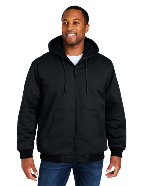 Harriton M722T Men's Tall ClimaBloc® Heavyweight Hooded Full-Zip Jacket | Black